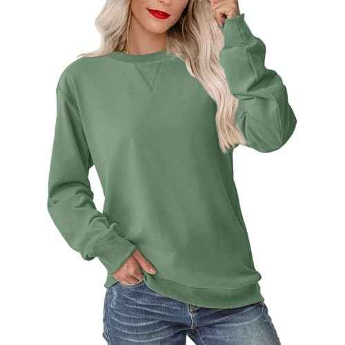 Womens Long Sleeve Sweatshirt Casual Crew Neck T Shirt Cute Pullover Tops Lightweight Loose Fit Sweater 2025 Fall Outfit