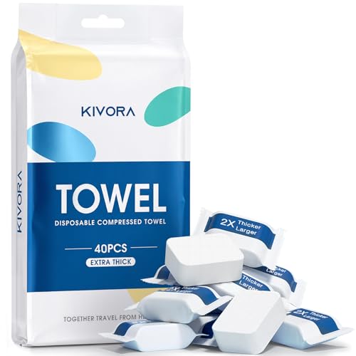 KIVORA Extra Thick Compressed Towels 40 Pack - Ultra Soft Travel Towels