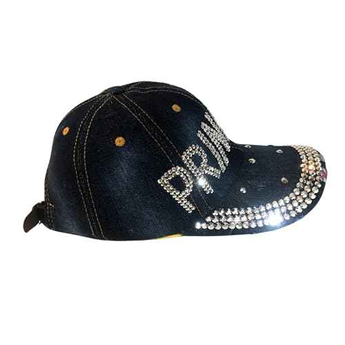 Popfizzy Bling Hat for Women, Rhinestone Baseball Cap, Bedazzled Distressed Denim Hats, Birthday Gifts for Women, Adjustable