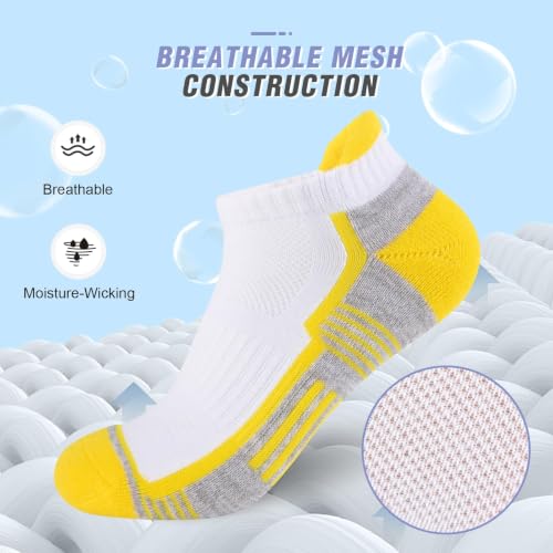 Heatuff 7 Pairs Cotton Ankle Socks for Women Running Athletic Cushioned Low Cut Sports Socks - White, Size 7 Pairs