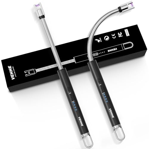 Electric Candle Lighter USB-C Rechargeable Wind-Resistant with Flexible Neck - Black & Black