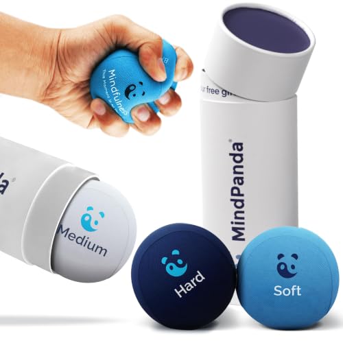 Stress & Anxiety Relief Stress Balls Set - Mindfulness Sea Breeze Blue - Soft, Medium & Hard Densities - 3 Pack