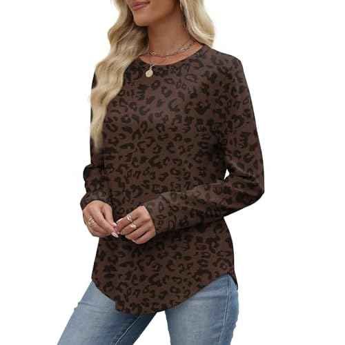 WIHOLL Sweatshirt for Women Crewneck Long Sleeve Shirts Curved Hem Lightweight Sweaters Fall Clothes 2025