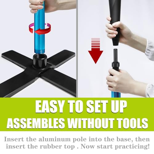 Batting Tee for Baseball and Softball - Heavy Base, Adjustable 25-47 Inches, Hand-Rolled Top - Blue, Height 25-37 Inches