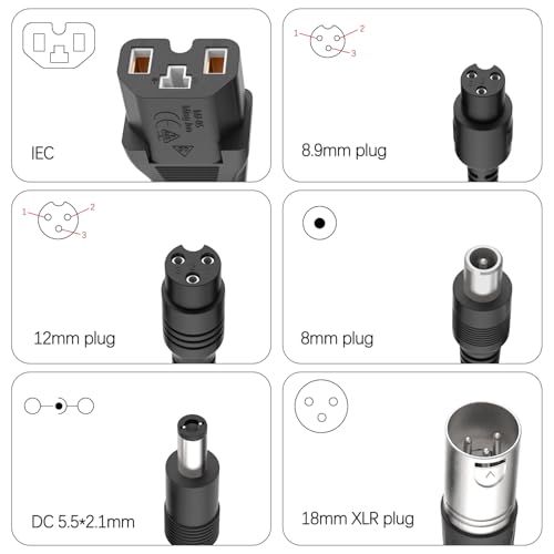 54.6V 2A Electric Bike Charger Fast Charger for 48V 13S Lithium Batteries - Universal 7-in-1 Scooter & Hoverboard Plug