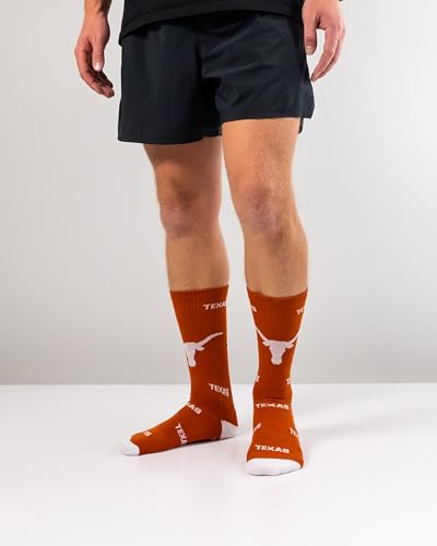 Men's Crew Socks - Mayhem Calf Length Game Day Socks Large Burnt Orange White