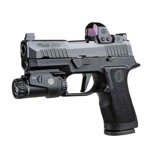 Sig Sauer Foxtrot1X 450 Lumens Compact Durable Tactical Rail-Mounted Handgun Flashlight with Ambidextrous Push-Button Side Switches, Black