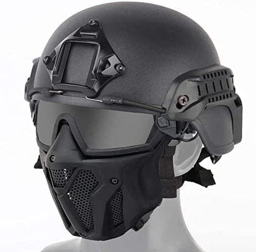 Tactical Fast Helmet with Detachable Anti-Fog Goggles and Breathable Mask, for Airsoft Paintball Hunting and Shooting CS Outdoor Sports