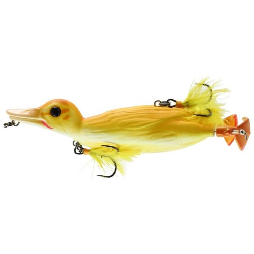 Savage Gear 3D Duck Fishing Bait, 4 1/4 oz, Yellow Duckling, Realistic Contours, Colors & Movement, Durable ABS Construction, Versatile Rigging Options, Dual Smash Tails, Dual Treble Hooks