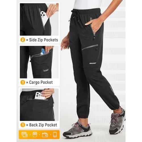 baleaf Women's Hiking Pants Quick Dry Lightweight Water Resistant Elastic Waist Cargo Pants for All Seasons