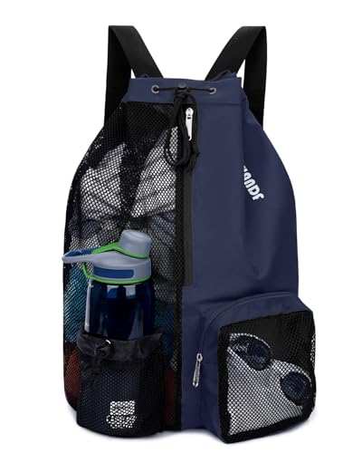 WANDF Mesh Swim Bag Large Dark Blue - Beach Backpack for Water Sports