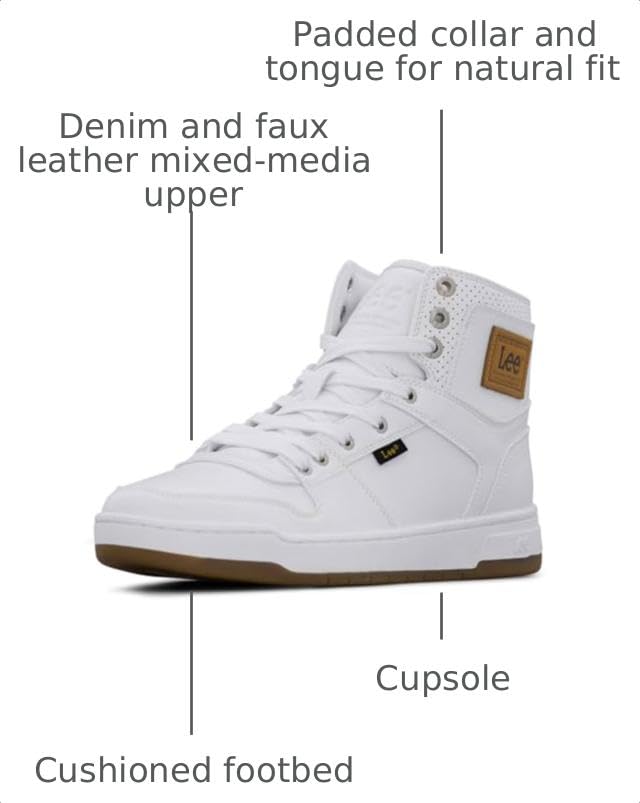 Lee Men’s Daybreaker Hi Retro Court Sneaker White Mono/Gum