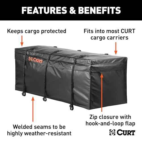 CURT 18210 56 x 18 x 21-Inch Weather-Resistant Black Vinyl Cargo Bag for Hitch Carrier