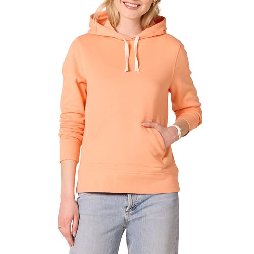 Women's Midweight Fleece Pullover Hoodie with Kangaroo Pocket - Small, Melon Orange