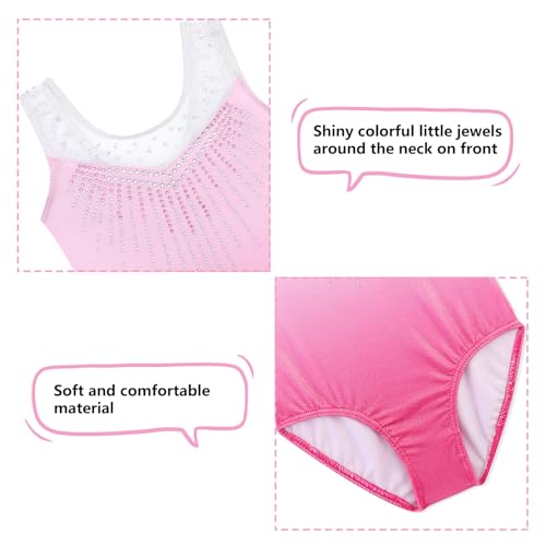 Girls Gymnastics Leotard with Tutu Ballet Costume - Pink Diamond, 5-6 Years
