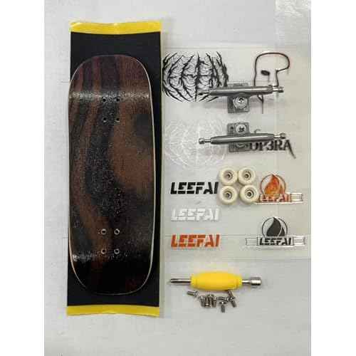Pro Wooden Fingerboard Complete Set, 34x96mm, 5-Ply Maple Deck with leefai g4 Trucks and Urethane 65d Mini Skateboard Wheels