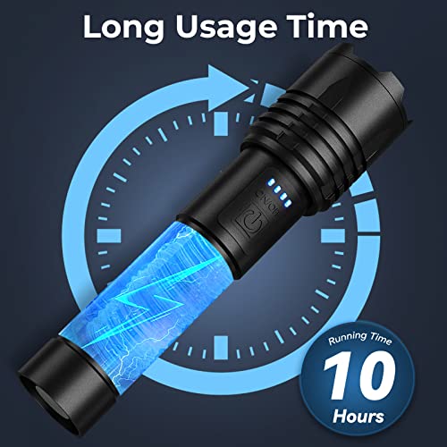 High Lumens Rechargeable LED Flashlight with 3 Modes Waterproof Handheld for Camping Emergency