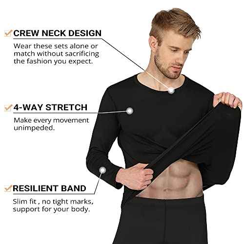 HEROBIKER Long Johns Thermal Underwear for Men Skiing Winter Warm Hunting Gear Fleece Lined Base Layer Set Top Bottom
