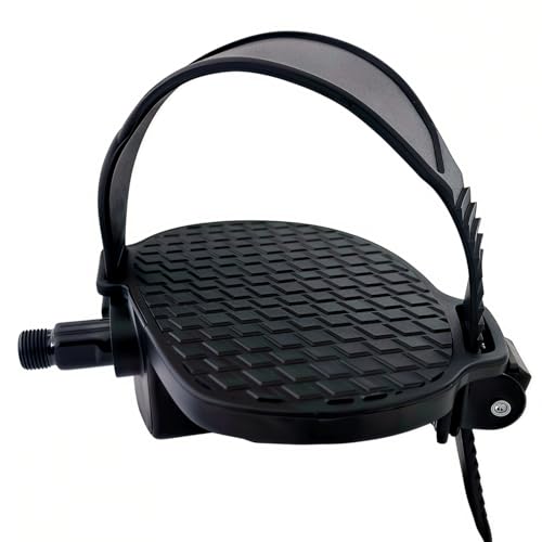 Pro Spin Bike Pedals with Adjustable PVC Straps - Black B, 9/16" Spindle, Heavy Duty