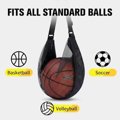 Mesh Sling Ball Bag for Soccer, Basketball & Volleyball - Portable Sports Gear