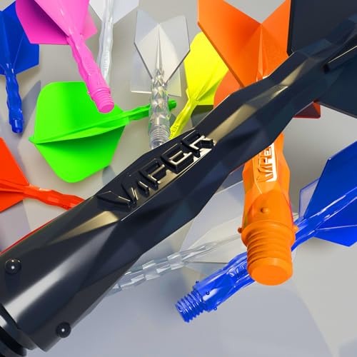 Viper Diamond Core Integrated Dart Flight & Shaft System - Precision Darting Accessory with Tough Polymers for Enhanced Performance, Set of 3, InBetween Shaft, Slim Flight, Black