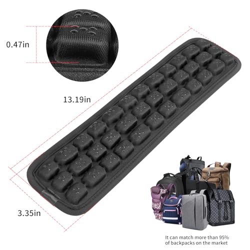 JFT Shoulder Strap Pad with 3D Air Cushion for Backpack & Hiking Bag - Black, Two Pads