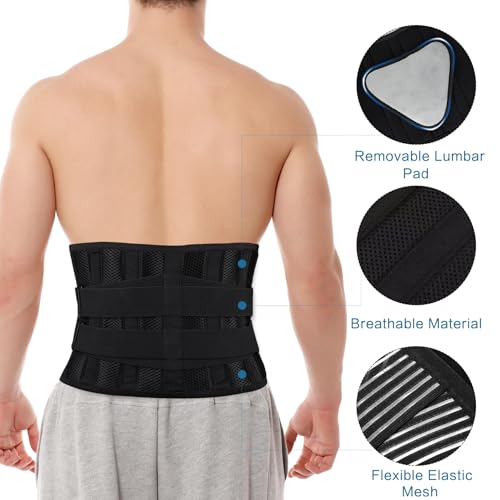 Back Brace Support Belt For Men & Women, Lumbar Support Belt Relief for Upper and Lower Back Pain , Sedentariness ,Sciatica£¬Scoliosis and Herniated Disc -Adjustable Breathable Back Brace Suitable For Home, Fitness, Driving, Work,Travel-Black(Medium)