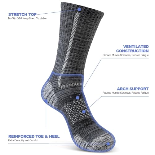 Men's Cotton Crew Work Socks - Cushioned, 10-13 Size, Multicolor