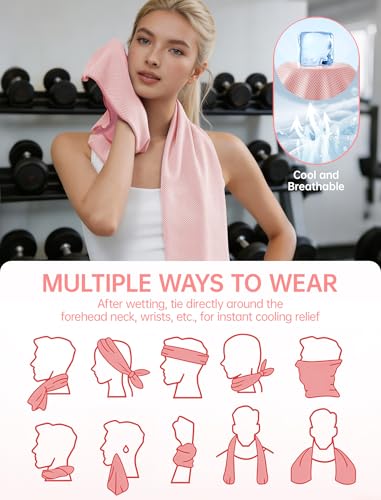 Cooling Towels for Hot Weather 4 Pack UPF50 Microfiber - Macaron Pink, Lavender, Mint, Blue