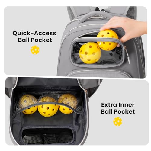 Large Pickleball Bag Backpack with Padded Paddle Protection & Shoe Compartment