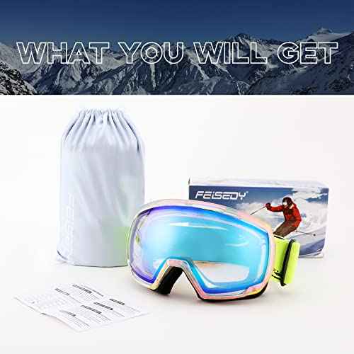 FEISEDY Goggles OTG - Over Glasses Motorcycle/Ski/Snowmobile Goggles for Men Women & Youth - 100% UV Protection B2960