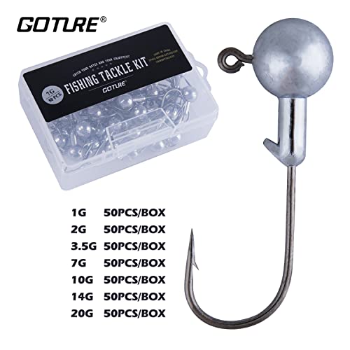 Goture Round Jig Head Fishing Hooks 1/4 oz Pack with Tackle Box