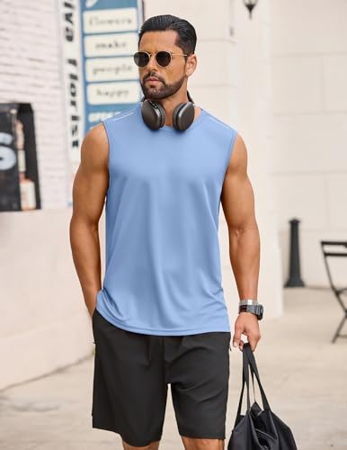 Men's Sleeveless Workout Tank Top - Quick Dry, Moisture Wicking, 3X-Large Light Blue