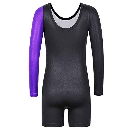 BAOHULU Gymnastics Leotards for Toddler Girls Long Sleeve Sparkle Stripes Tank Biketards Dance Unitards