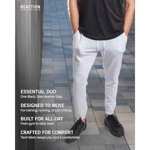 Kenneth Cole REACTION Stretch Scuba Knit Tapered Sweatpants for Men 2-Pack, Active Mens Joggers with Pockets Pack of 2