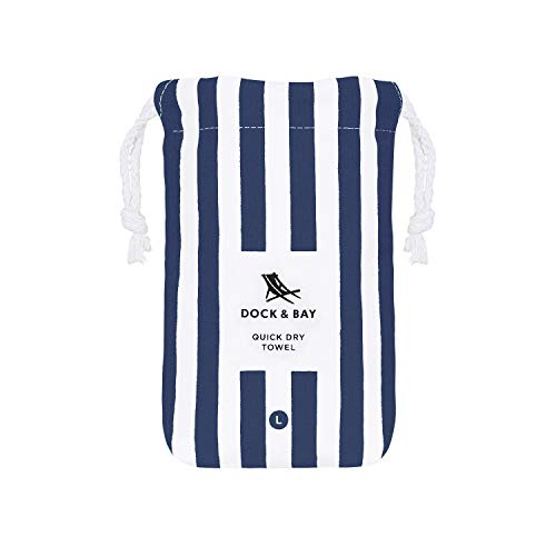 Dock & Bay Beach Towel - Quick Dry, Sand Free - Compact, Lightweight - 100% Recycled - Includes Bag - Cabana - Whitsunday Blue - Large (160x90cm, 63x35)