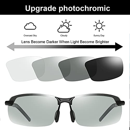 YIMI Polarized Photochromic Safety Sunglasses - Black Frame for Men Women Day Night
