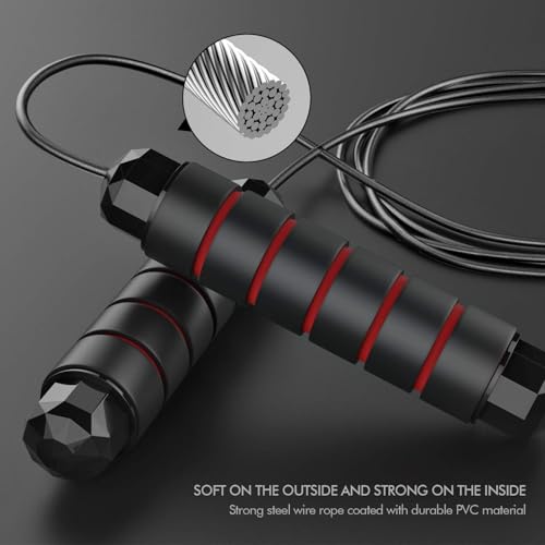 Jump Rope, Tangle-Free Rapid Speed Jumping Rope Cable with Ball Bearings for Women, Men, Adjustable Steel Jump Rope Workout with Foam Handles for Fitness, Home Exercise & Slim Body