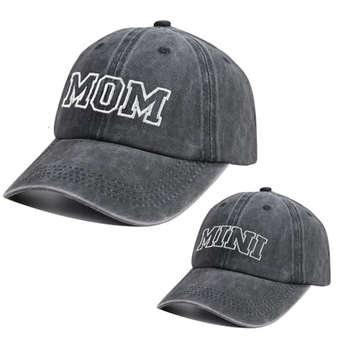 Mama and Mini Baseball Cap Set - Adjustable Cotton Parent-Child Hats - Black & Pink Variation