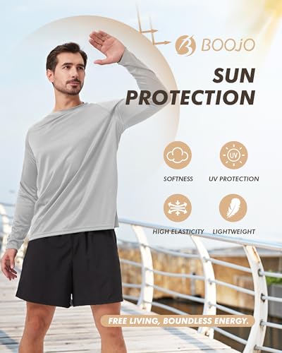 Long Sleeve Quick Dry Sun Protection Shirts for Men - Large / Heather Black, Dark Grey, Blue, Green