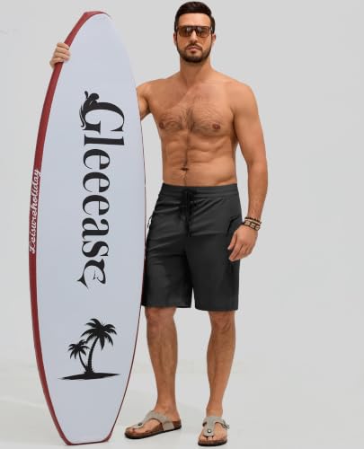 Men's 9-Inch Swim Trunks with No Liner - Large Black Bathing Suit