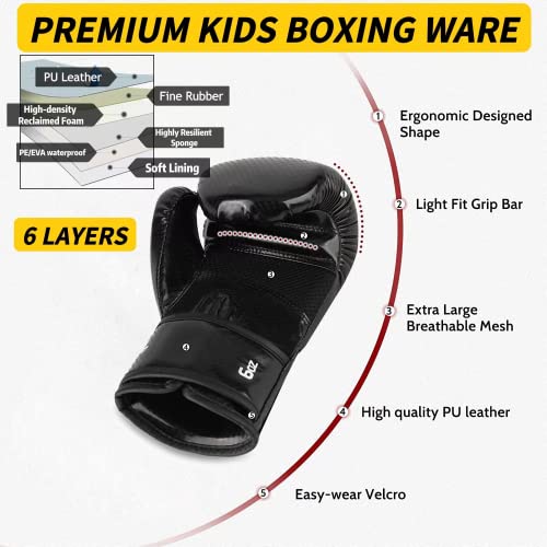Kids Boxing Gloves 4oz Pink for Youth & Toddler Training - Fluorescent