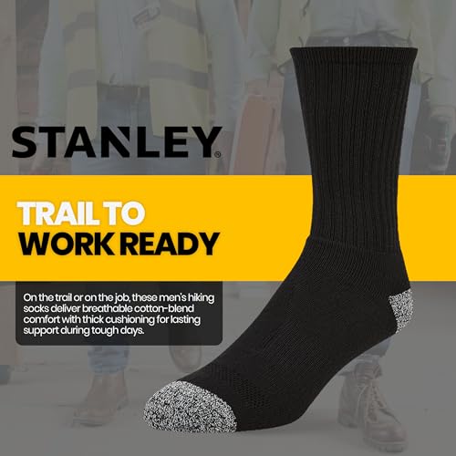 Men's Work Socks 8 Pack Cushioned Crew Boot Socks Black - Heavy Duty