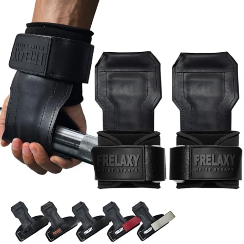 Frelaxy Black Wrist Straps for Weightlifting - One Size, Deadlifts Grip Support