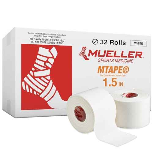 MUELLER Sports Medicine MTape Rolls Team Pack, Quality Athletic Tape, Easy to Tear for Fast & Effective Taping, 1.5" x 10 Yards Per Roll, 32 Rolls