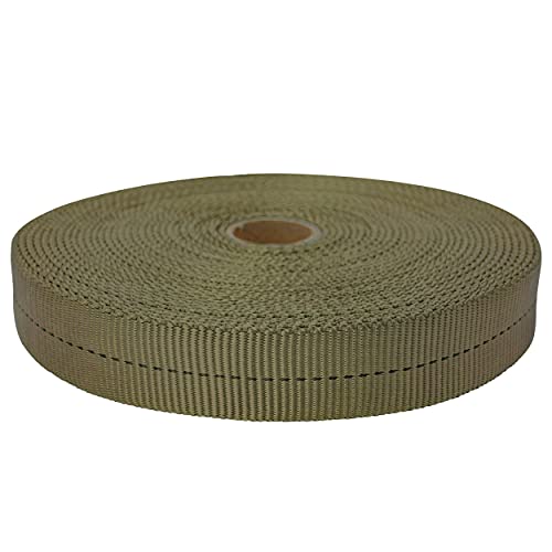 Tan 30ft MIL-W-5625 Nylon Climbing Webbing 1 Inch Heavy Duty Tie Down