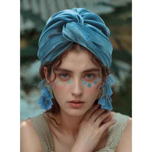 Women Turban,Cozy Polyester Velvet Turban Hats,Indian Turbans Hats Head Wraps Beanie,African Cap for Women