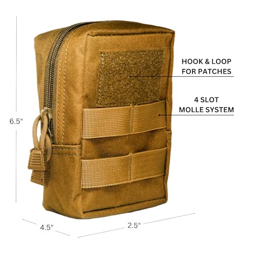 Tactical Molle Pouch with Double Straps Waterproof 6.5x4.75x2.5 Inches Brown
