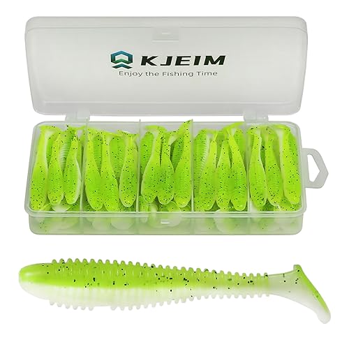 Light Green Paddle Tail Swimbaits 50pcs 3 Inch Soft Plastic Fishing Lures