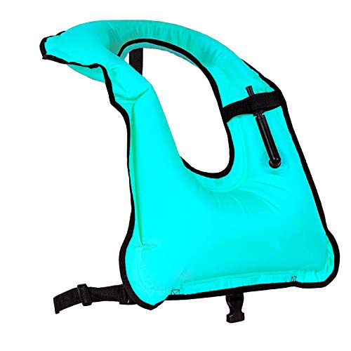 Blue Inflatable Snorkel Vest for Adults - Portable Swim Jacket, Buoyancy Aid for Diving and Water Sports